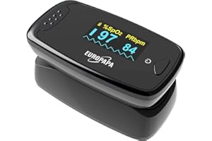 EUROPAPA PulsioxÍMetro, PulsioxÍMetro De Dedo, OxÍMetro Ideal Para Medir RÁPidamente La SaturaciÓN De OxÍGeno (Spo2) - Monitor De Frecuencia CardÍAca Simple Para Adultos - Pantalla OLED (Negro)