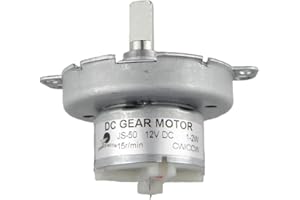 CHANCS Slow Speed Motor Synchronous Motor DC 12V JS-50 15RPM Arbre en D CW/CCW Electric Motor Metal Outer Reduction Box Torque 6Kg.cm