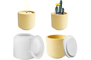 DZAY Moule en Silicone pour Bougies, Moules pour Pots De Bougies avec Couvercle, Forme Cylindrique Moules pour Pots De Fleurs, Moules en Ciment pour Décoration Faite À La Main (Circulaire)
