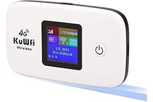 ‎KUWFI KuWFi mobiler WLAN Router, 4G LTE Router für SIM-Karten (4G/LTE bis zu 150Mbit/s Download/ 50Mbit/s Upload, Hotspot, 2400mAh Akku, kompatibel mit Allen europäischen SIM Karten) Plug&Play