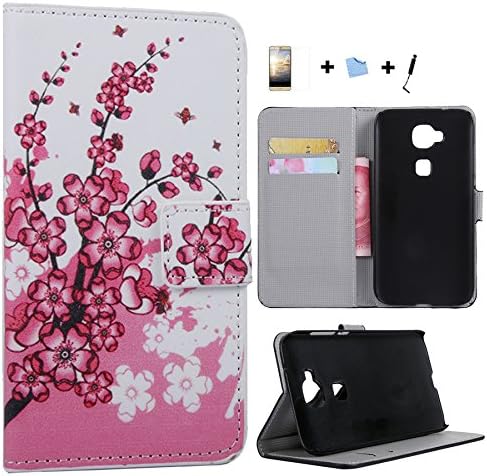 TIODIO® 4 in 1 Leather Wallet Folio Stand Flip Case with Card Slot for HuaWei G8, Screen Protector Film and Stylus Pen included, A10
