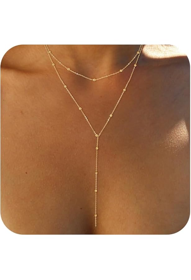 Turandoss 14K Gold Plated Layered Necklaces For Women - 4 Piece Set, Dainty Adjustable Choker - View #9