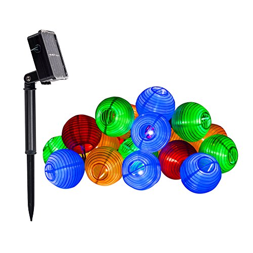 Uping® Solar Lichterkette 20er led Lampion Laterne für Party, Garten, Weihnachten, Halloween, Hochzeit, Beleuchtung Deko in Innen und Außenbereich usw. Wasserdicht 4,5M mehrfarbig - 2