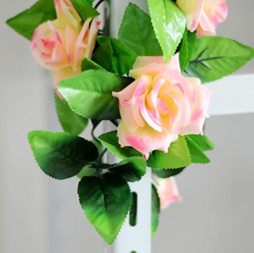 Natural Home 245cm Efeu Girlande Efeubusch Efeugirlande Efeuranke künstliche Kunstpflanze hängend Blätter (Dunkel Rosa, 2er Pack) - 5