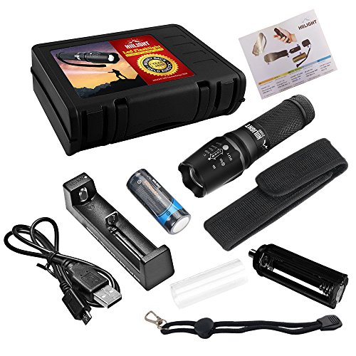 HIILIGHT LED Taschenlampe 2500 +Akku 26650 +Ladegerät Schwarz Set - 2