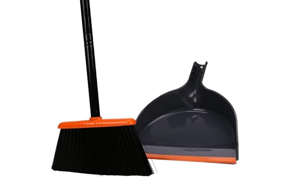 TreeLen Ensemble Balai d'angle et Pelle à poussière avec poignées à Clipser Orange