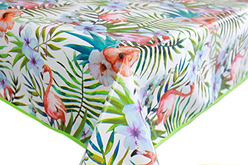 Home Direct Mantel de Hule, Rectangular 140 x 240cm Verde Rosado Flamenco