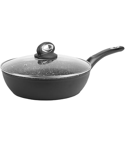 Sauteuse Secret De Gourmet 28cm - Aluminium Forgé Aspect Pierre - Compatible Induction
