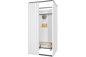 CLXRZM Camerino Negozio di Abbigliamento, Mobile Quadrato Spogliatoio Portatile, Pavimento Tenda Scorrevole per La Privacy per Ufficio, Negozio E Centro Commerciale, Bianco