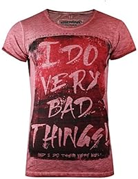 trueprodigy Casual Hombre marca Camiseta estampado ropa retro vintage rock vestir moda cuello redondo manga corta slim fit designer cool urban fashion t-shirt color rojo 1063132-1550