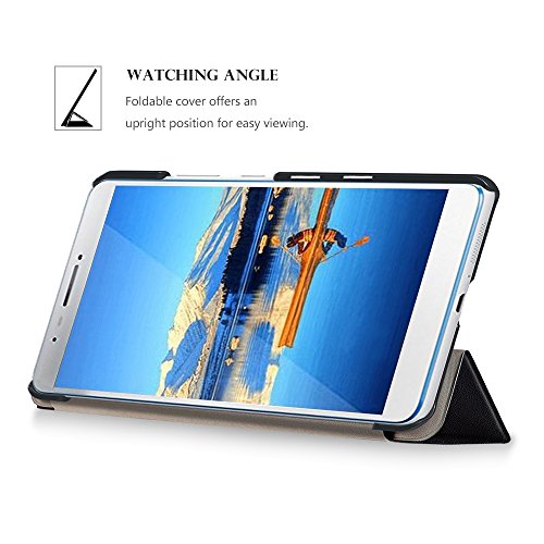 Lenovo Tab3 7 Plus Hülle – Ultra Dünn und Leicht PU Leder Schutzhülle mit Standfunktion für Lenovo Tab3 7 Plus 7.0 Zoll Tablet 2016 Release, Schwarz (Nicht für Lenovo Tab3 7 Tablet) - 6