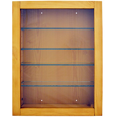 COLLECTION - Wall Display Cabinet with 4 Glass Shelves - Natural
