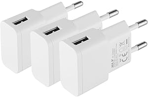 Security-01 Confezione da 3 caricabatterie USB da 5 V 1 A 5 W AC a DC per telecamere IP, tablet, lettori MP3, e-reader, smartphone, utensili elettrici e molto altro ancora