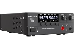 Labornetzteil, Jesverty Labornetzteil DC Regelbar Netzgerät(60V, 15A) mit hochpräzisem 4-stelligem LED-Display, 5 V/2 A USB-Port-Testleitungsausgang, grobe und feine Einstellungen SPS-6015H