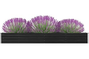 WIFESE Lit SuréLevé De Jardin Acier Galvanisé 320x40x45 Cm Anthracite Jardinieres Exterieur Jardiniere Bois Jardiniere Balcon Carré Potager Bacs ã Fleurs Rectangulaire