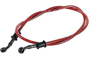 Tuyau D'huile Embrayage Frein, Keenso Tuyau de Ligne Tressé en Acier Inoxydable Coloré 500/600 / 900 / 1200MM pour Moto(Red 900mm)