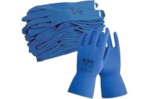 Unigloves Nitrex 645-10 pairs - Flock Lined Chemical Resistant Latex Gloves, in Blue