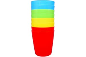 Bloomsworld 8 Toddler Plastic Cups Set, Reusable, BPA Free, Kids Picnic and Party Tableware for Boys and Girls