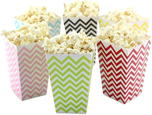 Baby Blue Popcorn Boxes Treat Party - Chevron Pattern - 1 Pack (12 boxes)