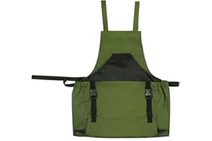 BestYiJo Adjustable Garden Apron with Pockets, Waterproof Cotton Canvas Work Aprons, Wear-Resistant Gardening Tool for Men & Women,Gardening Apron for Shop, Garden, Restaurant (Green)