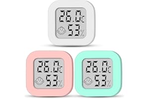 PITASHA Mini Thermomètre Hygromètre, Digital Thermo-HygromèTre Indicateur Précision D'ambiance Moniteur de Température et Humidimètre Intérieur pour serre jardin cave bureau à domicile - 3 pièces (Colorée)