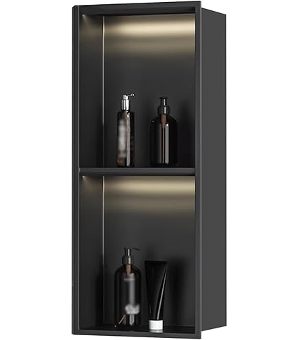 Stainless Steel Wall Niche, Recessed Shower Organizer With LED Light, Waterproof Shelf For Bathroom Storage, No Tile Required - View #2