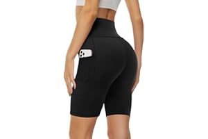 Missluck Radlerhose Damen mit Taschen Kurze Sporthose Hohe Taille Leggings Blickdicht Shorts Sommer Hose für Yoga Gym