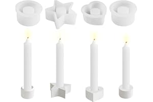 NEXORIA 4 Stück Silikonform Kerzenhalter, Stern Gießform Kerzenhalter Silikon Gießform Kerzenhalter Silikon Gießform Ostern Beton zum Gießen Giessform Silikon für Stabkerzen und Teelichte