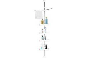 Etagere Douche Telescopique, Étagère de Salle de Bain, Serviteur Extensible avec 4 Supports (110 cm -300 cm)