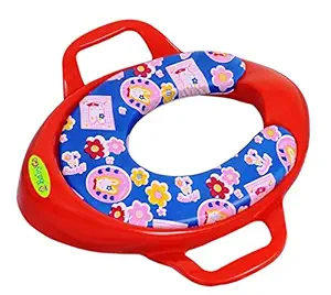 BabyGo Cushioned Potty Seat, Toilet Seat with Handle for kids (Red)