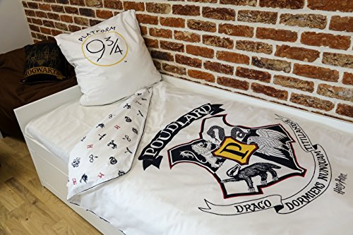 Sahinler-Bettwsche-Harry-Potter-Bettbezug-und-Kissenbezug-Baumwolle-Ecru-140-x-200-cm