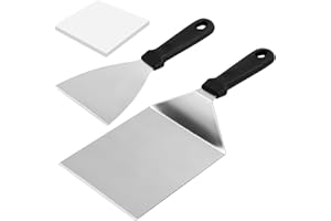 HANUNALIR Spatula Set, BBQ Grill Tool Set, Stainless Steel Handle, Griddle Accessories kit, Outdoor Camping Heavy Duty Stainless Steel Spatulas Barbecue Tools Set Cooking Utensils Set, Great for BBQ Camping