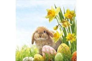 AMBIENTE Amb Tovaglioli di Carta Tovaglioli Lunch/Fest/Party/ca. 33 x 33 cm Coniglietto Fluffy Pasqua Primavera Estate Ideale Come Regalo e Decorazione da Tavolo