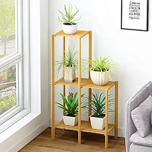 Weston Crafts Multi-Tier Wood Plant Stand Indoor Outdoor Ladder Plant Display Shelf 5 Tier Plant Storage Rack Organizer for Patio Garden Balcony Living Room