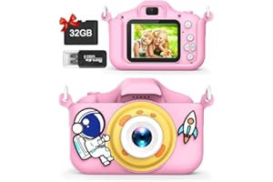 MIIEPLS Appareil Photo Enfants, Mini Caméra Enfant 2.0 Pouces Appareil Photo pour Enfants Numérique, HD 1080P Caméra Vidéo Selfie avec 32GB SD Carte (Rose)