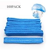 100PCS Disposable Medical Hair Cover,Non Woven Surgical Caps Hair Net,Stretchy Anti Dust Bouffant Medical Cap Shower Hat Nurse Hat -Blue