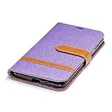 BONROY® Tasche Hülle für Handyhülle für LG K4 2017 Denim-Stoffe PU Leder Flip Schutzhülle Case Cover Etui Lederhülle mit Silikon Back Cover PU Leder Handytasche im Bookstyle Stand Funktion Kartenfächer Schale Stoßfest Handyhülle für LG K4 2017 - 