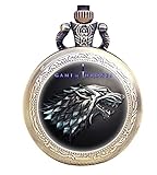 Taport® Quarztaschenuhr aus antiker Bronze 'Game of Thrones' mit Gravur, gratis Ersatzbatterie, gratis Geschenktasche