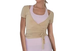 ORANDESIGNE Tops Danza Mujer Clásico Chaqueta Ballet Wrap Top Y2K Crop Top Ropa Deportiva Cárdigan Baile Fitness