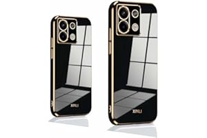 PEIYE Funda para Xiaomi Redmi Note 13 5G, Carcasa Silicona Suave con Cobertura Colorida Brillante y Bordes Dorados, Case Cover Antigolpes, Negro