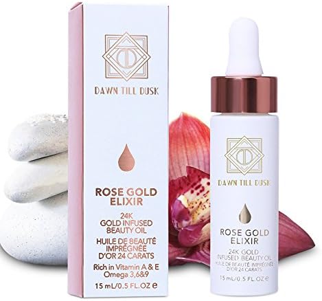 Dawn Till Dusk 24k Rose Gold Lip Elixar - For Hydrating Lips, Mix With Foundation & Dead Skin Anti-wrinkle Enhancer Lips Essential Oil