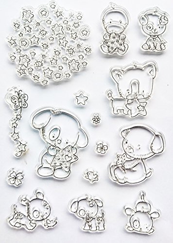Stempel Set Clear Stamp transparent in verschiedenen Motiven (Welpe Katze Ente) - 2