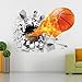 Produktbild M G Fly Young Wandaufkleber / 3D-Wandbild, Motiv Aus der Wand fliegender Basketball, Kinderzimmer-Deko