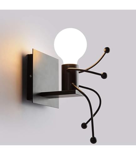 Applique Murale Interieur Moderne, E27 Applique Murale Industrielle Rétro, Lampe Murale Style Humano De Ampoule Non Incluse Noir Applique Murale Interieur Moderne, E27 Applique Murale Industrielle Rétro, Lampe Murale Style Humano De Ampoule Non Incluse Noir