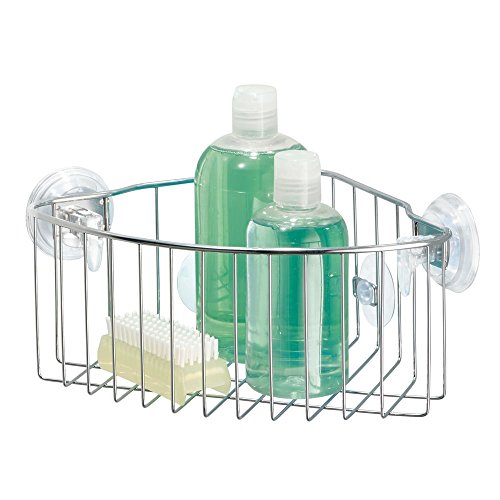 InterDesign Power Lock Reo Badezimmer-/Dusch-Caddy mit Saugnapf für Shampoo, Conditioner, Seife – Ecke, Edelstahl - 3