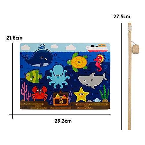 Wooden Magnetic Fishing Game Set Jigsaw Puzzles Board Ocean Fish Toy for Kids Children Age 3+ reviews Wooden Magnetic Fishing Game Set Jigsaw Puzzles Board Ocean Fish Toy for Kids Children Age 3+