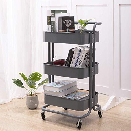 DOEWORKS Aufbewahrungswagen 3-Etagen Metall Utility Cart Rollwagen