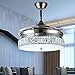 Produktbild Crystal unsichtbare Silber Deckenventilator Licht Esszimmer stummgeschaltet Fan Light Wohnzimmer Schlafzimmer Ventilator Ventilator mit LED-Leuchter Lichtquelle einstellbar, 38 CM-Fernsteuerung