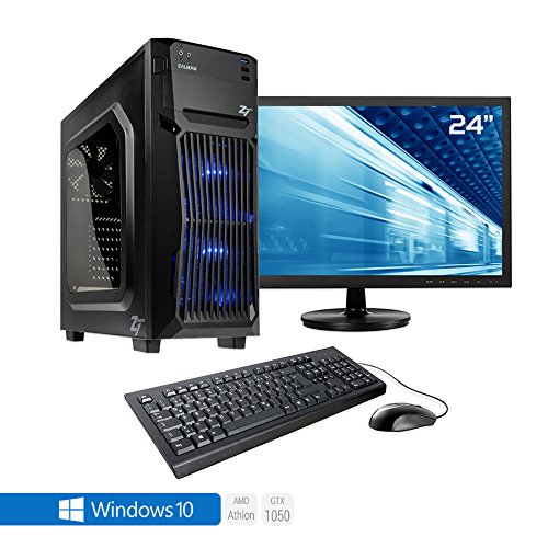 Sedatech Advanced Gaming PC Komplett-Paket AMD Athlon II 860K 4x 3.70GHz (max 4.0Ghz), Geforce GTX1050 2Gb, 8GB RAM DDR3 1600Mhz, 1TB HDD, 250GB SSD, USB 3.1, Wlan, HDMI2.0, DirectX 12, 80+ Netzteil. Rechner mit 23.6" TFT-LED Monitor, Maus & Tastatur und Windows 10 64 Bit
