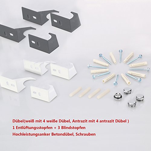 Design Flach Heizkörper 1600x616mm Antrazit Paneelheizkörper Vertikal Mittelanschluss Doppellagig - 6